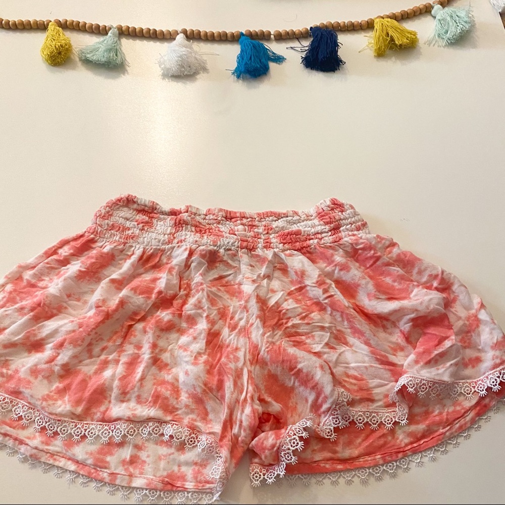 aloha royale coral and white flowy shorts